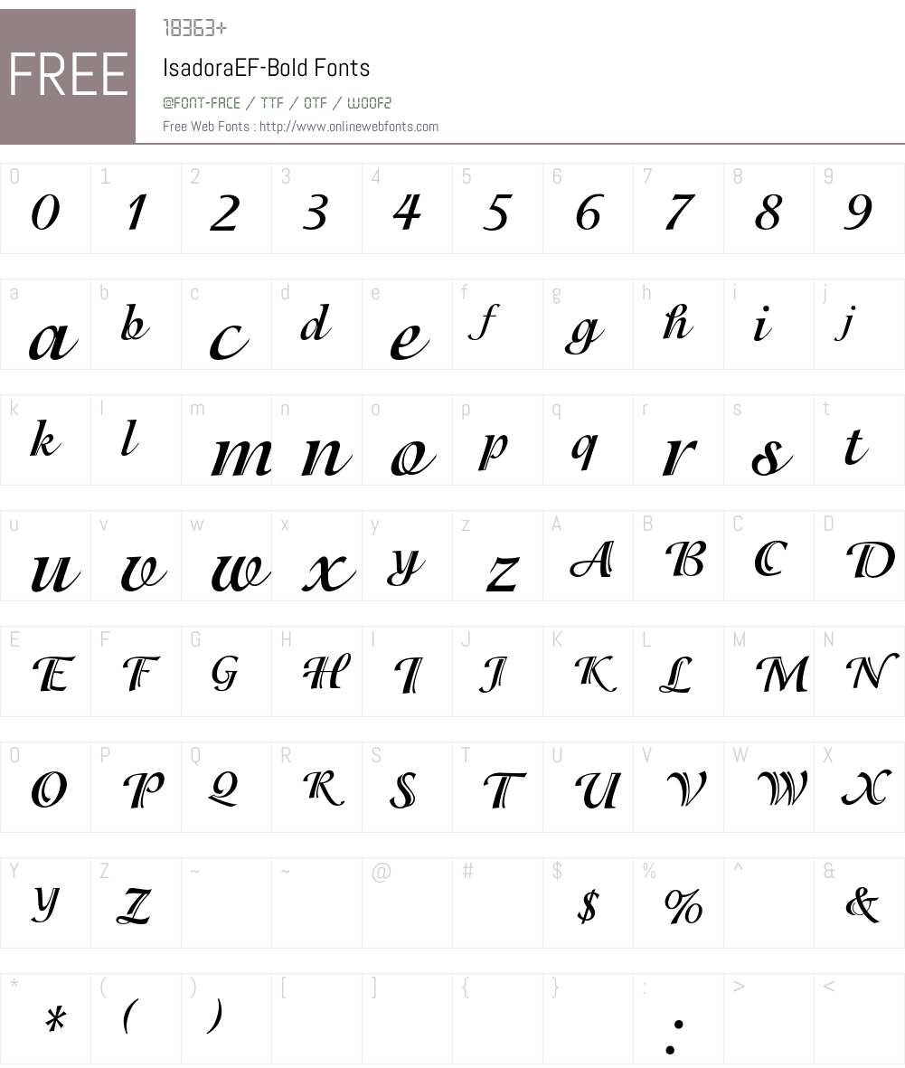IsadoraEF Font Screenshots