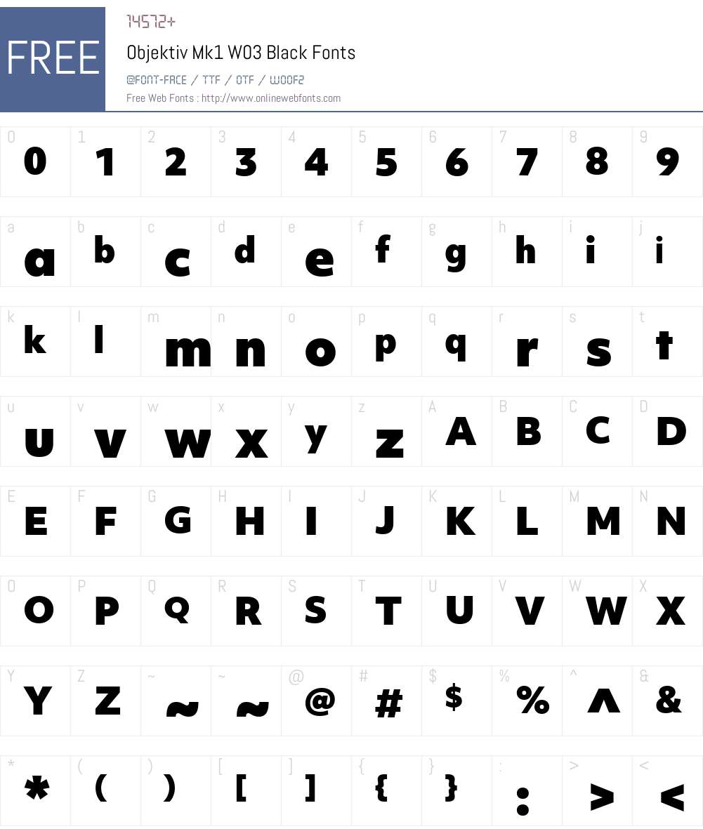 ObjektivMk1W03-Black Font Screenshots