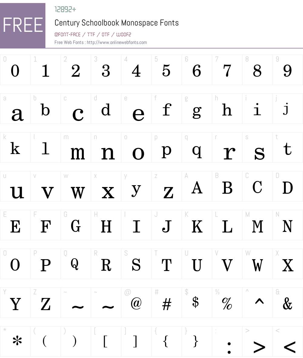 Century Schoolbook Monospace Font Screenshots