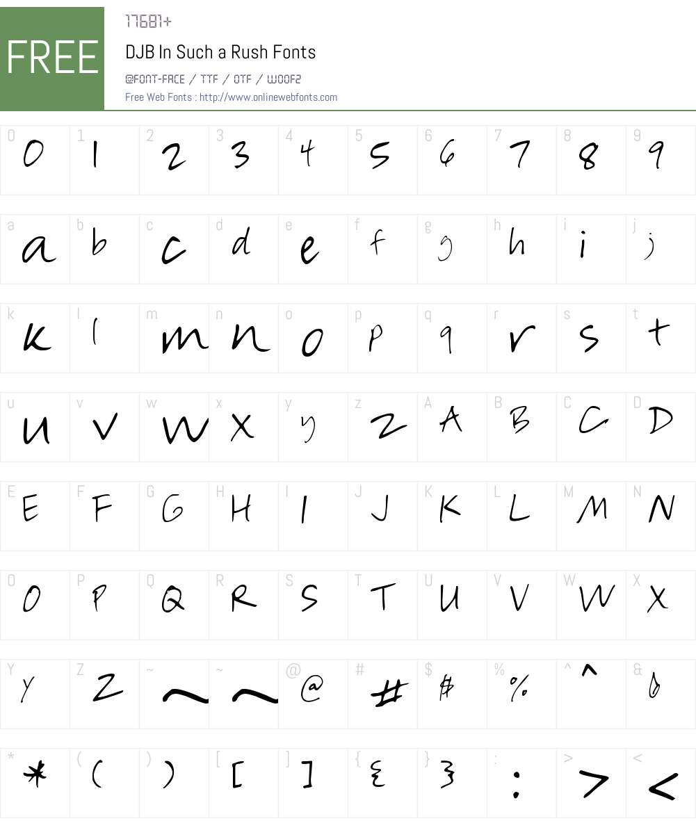 DJB In Such a Rush Font Screenshots