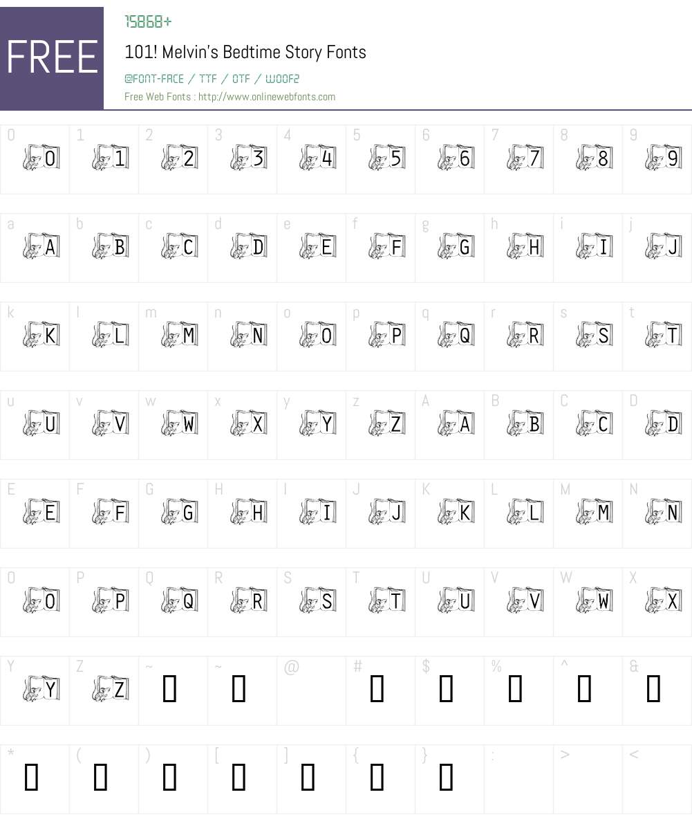 101! Melvin's Bedtime Story Font Screenshots