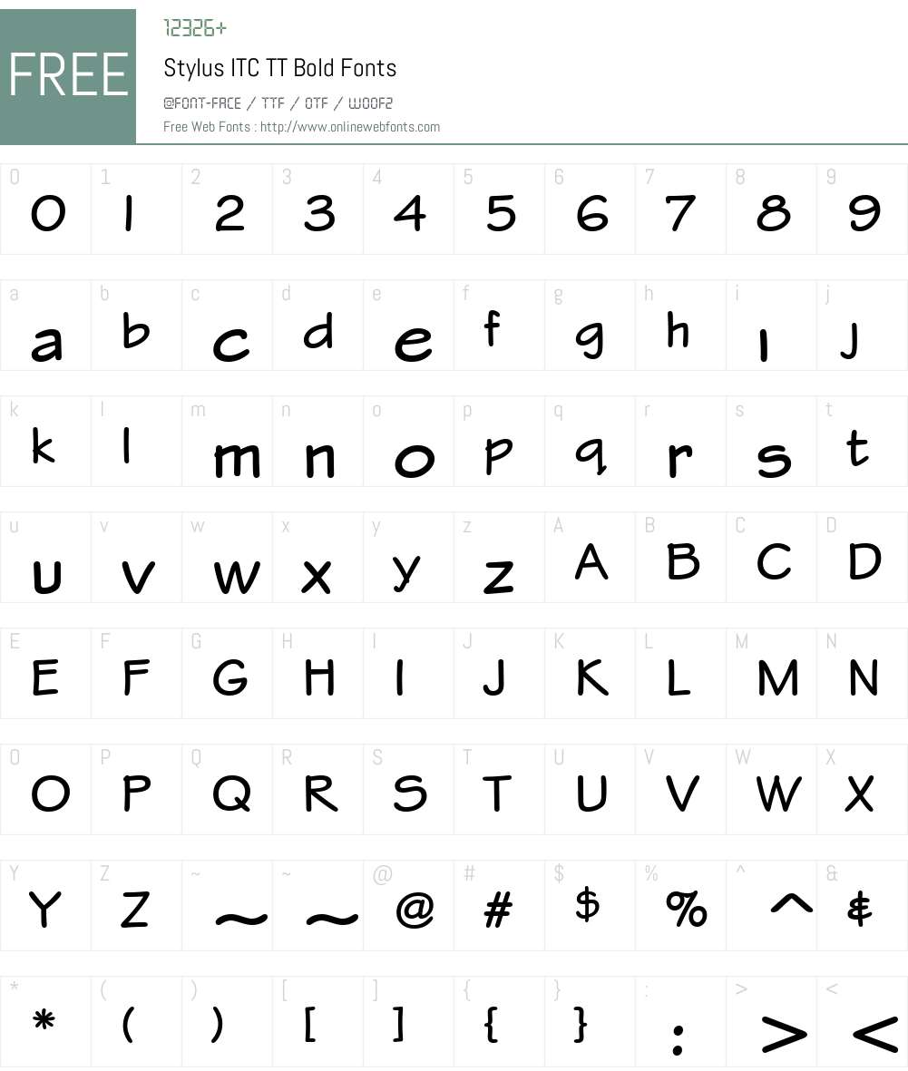 Stylus ITC TT Font Screenshots