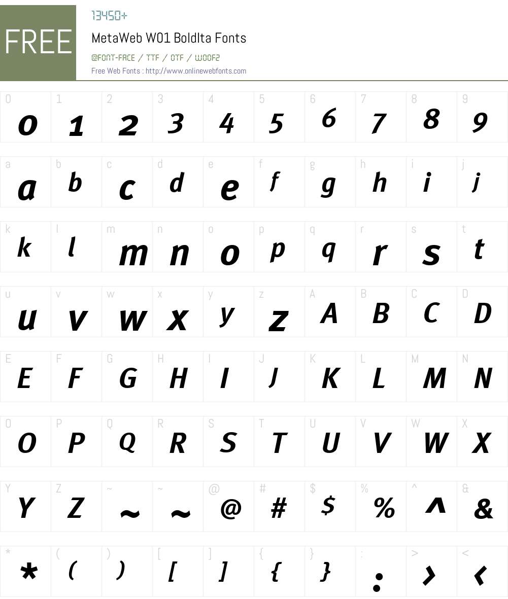 MetaWebW01-BoldIta Font Screenshots