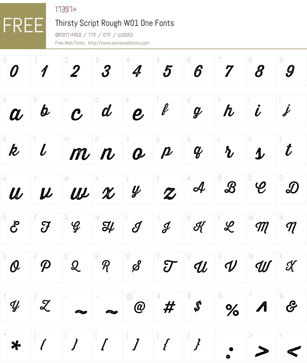 ThirstyScriptRoughW01-One Font Screenshots