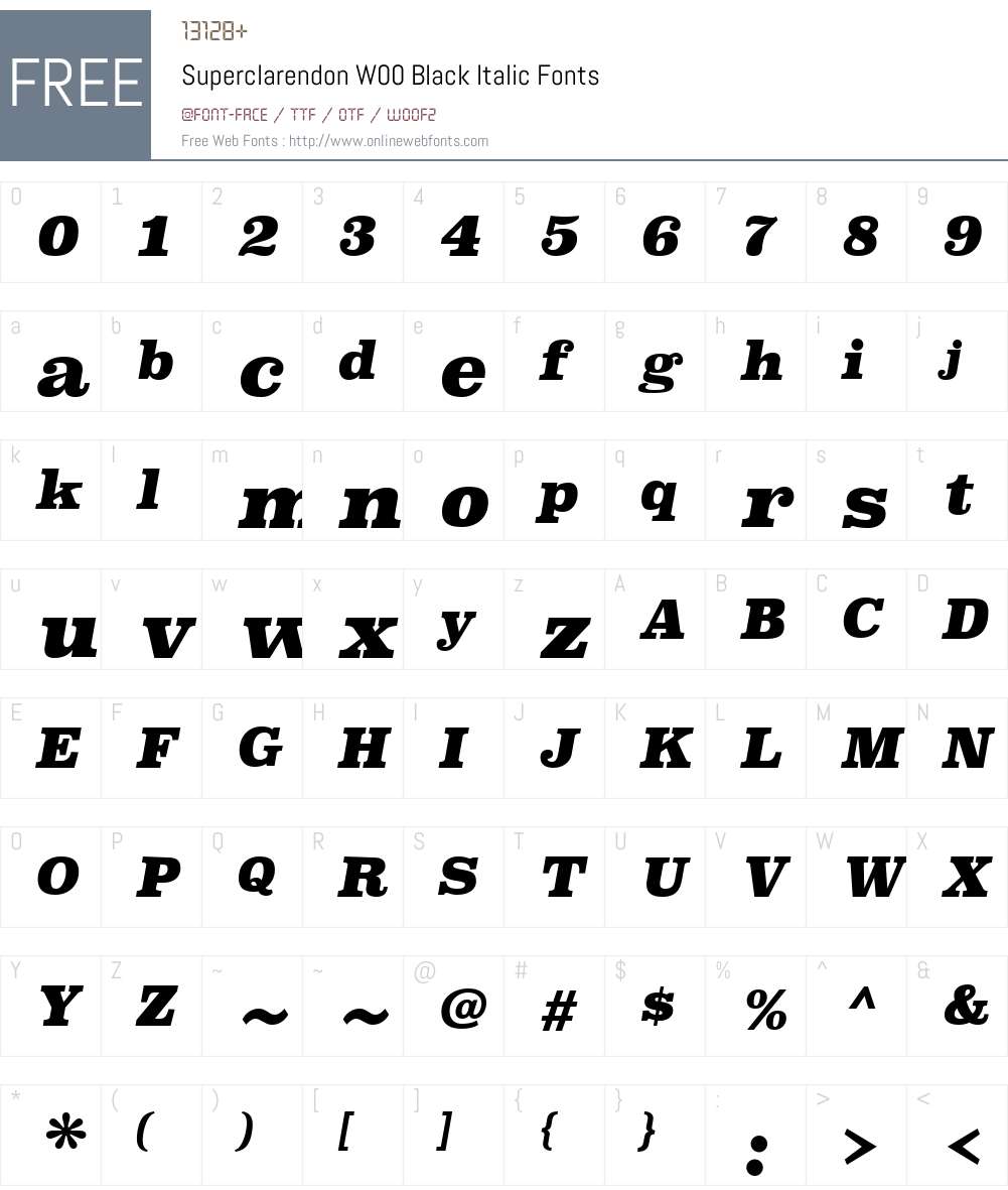 SuperclarendonW00-BlackIt Font Screenshots