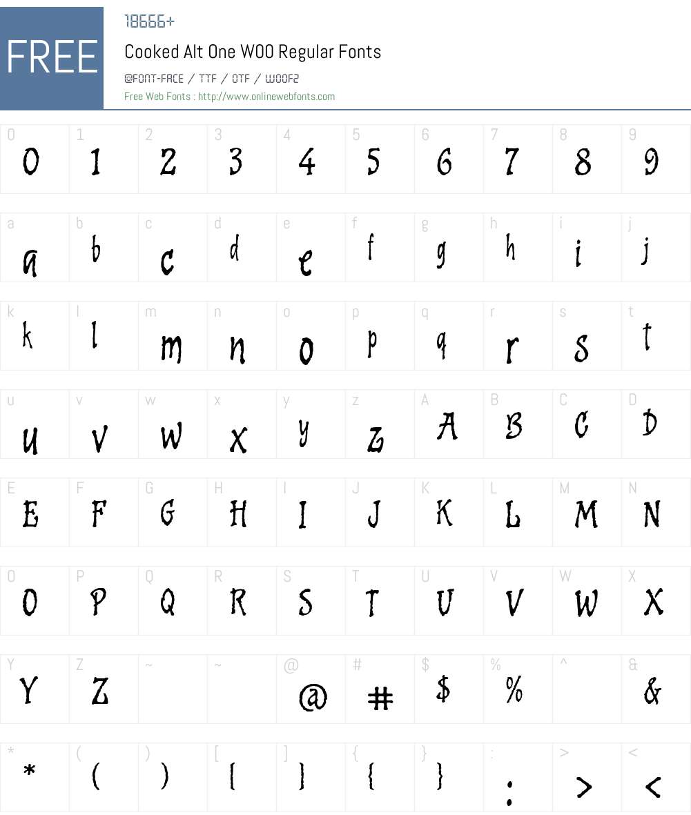 CookedAltOneW00-Regular Font Screenshots