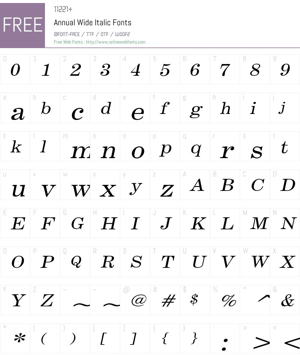 Annual Wide Font Screenshots