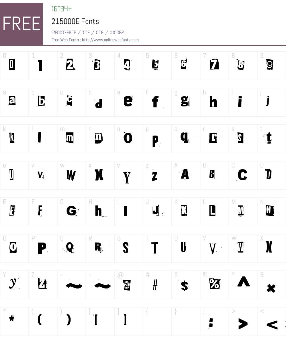 215000E Font Screenshots