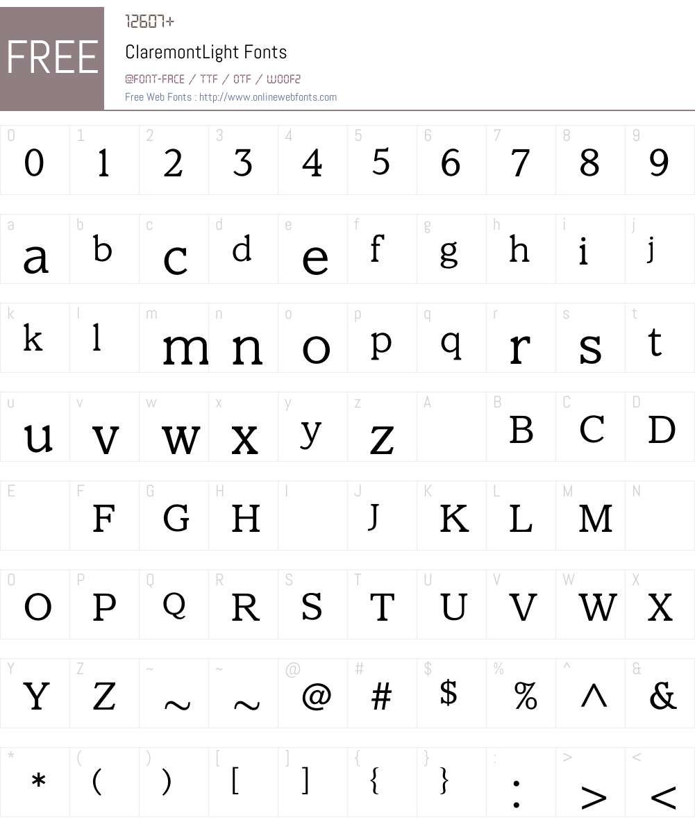 ClaremontLight Font Screenshots