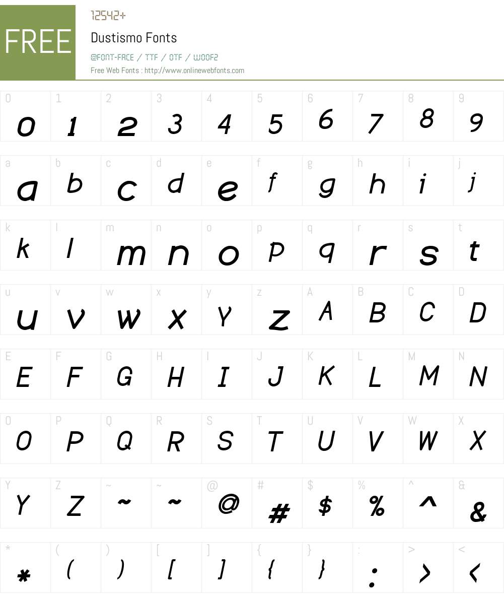 Dustismo Font Screenshots