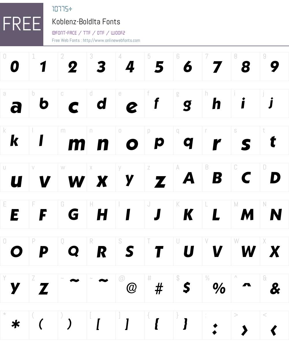 Koblenz-BoldIta Font Screenshots