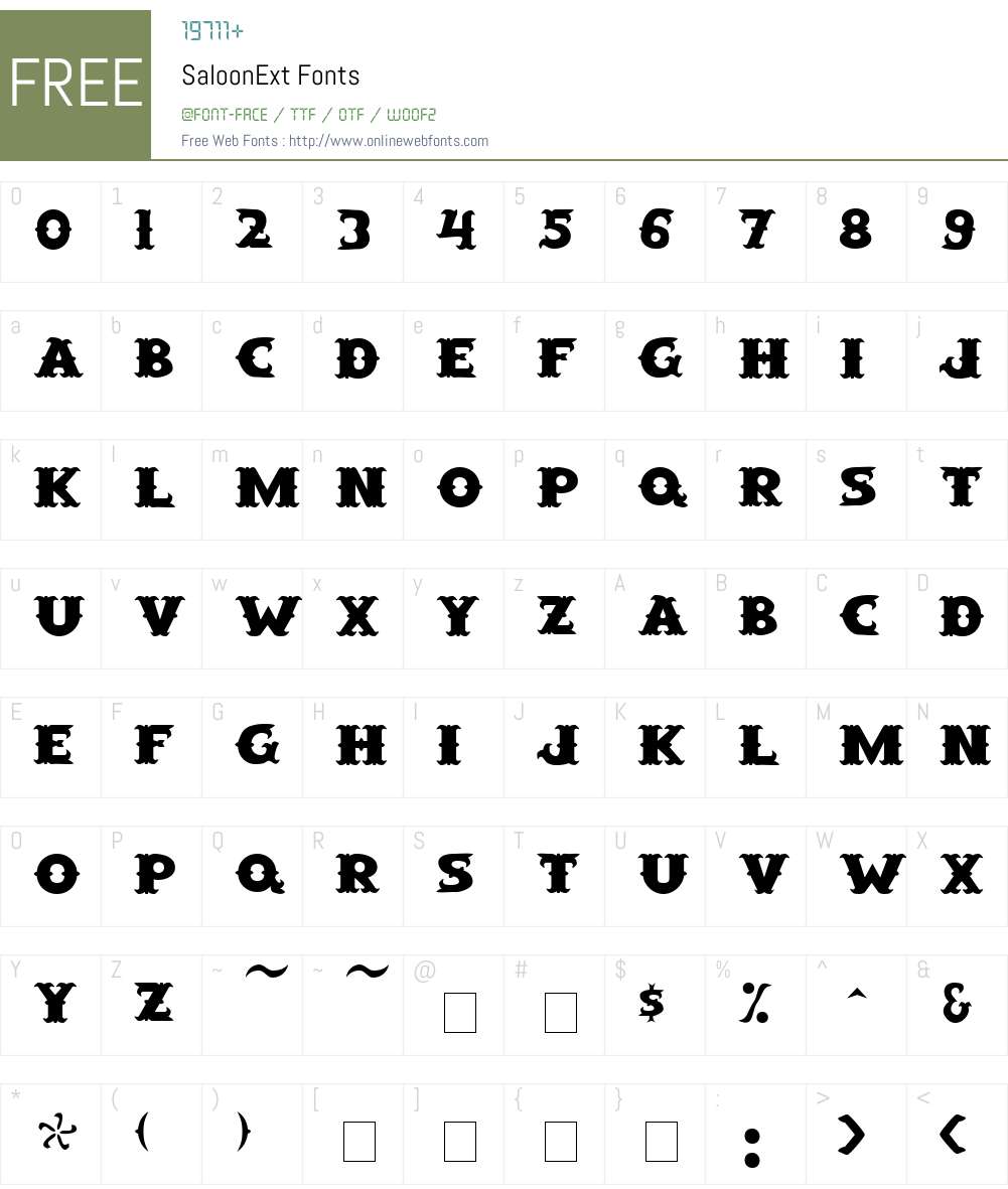SaloonExt Font Screenshots