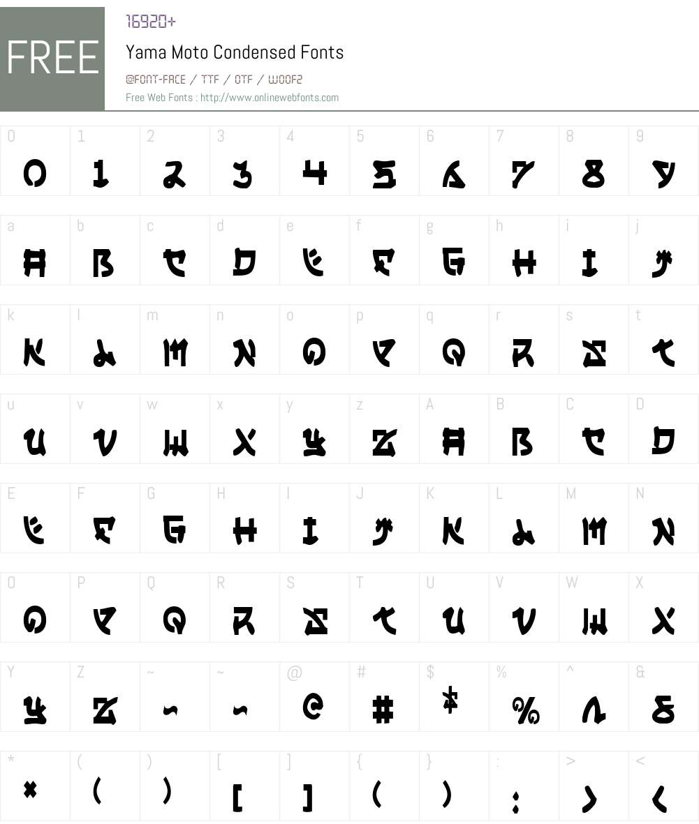 Yama Moto Condensed Font Screenshots