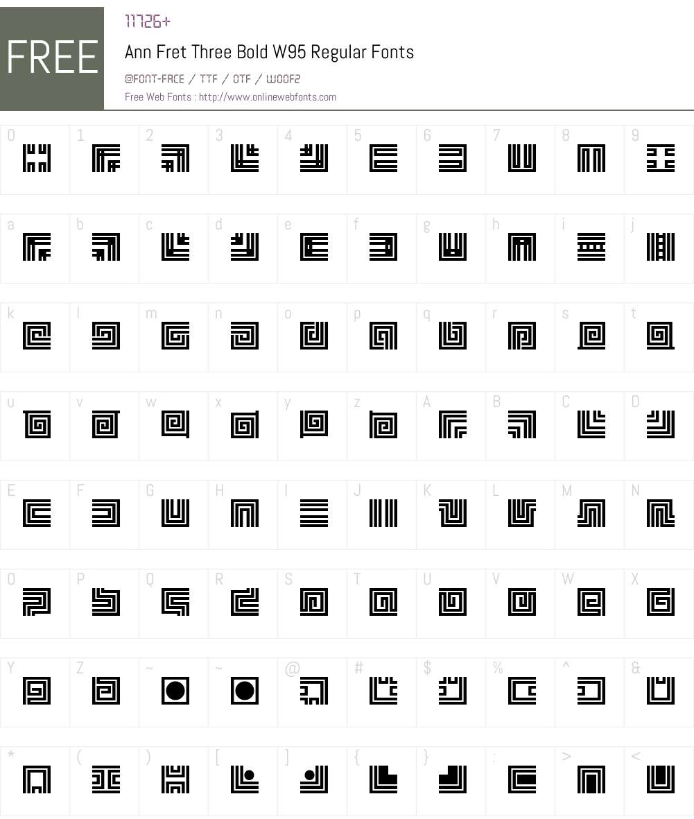 Ann Fret Three Bold Font Screenshots