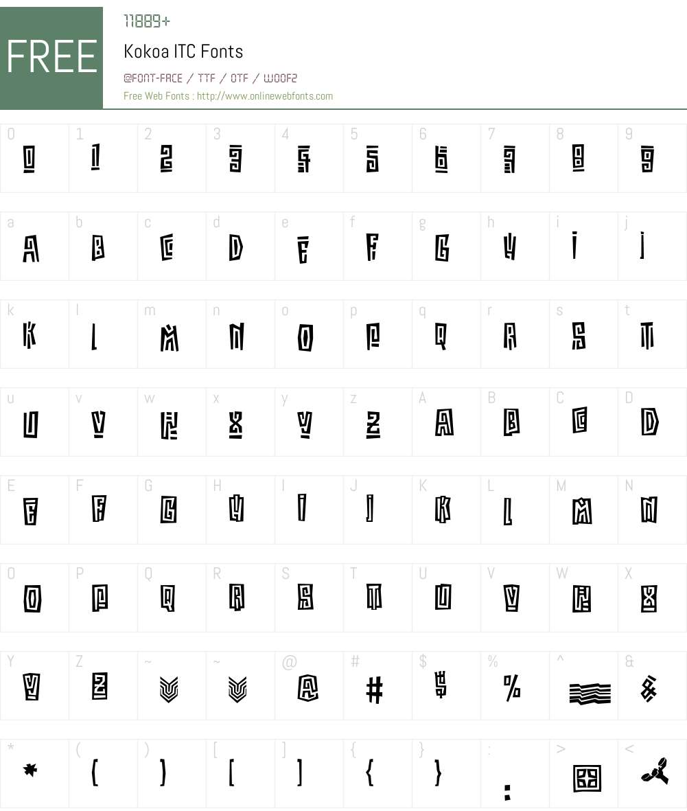 Kokoa ITC Font Screenshots