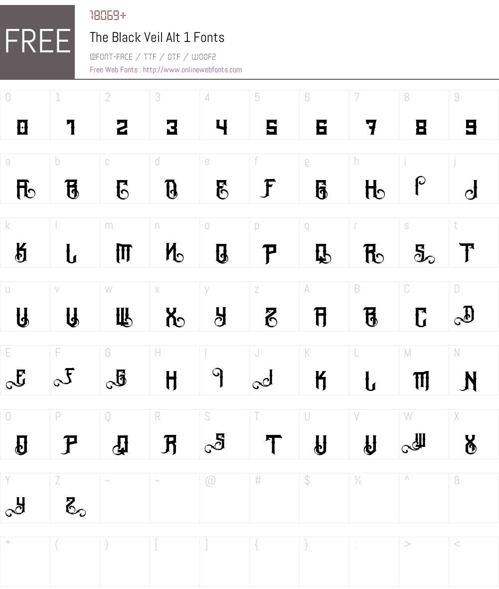 The Black Veil Alt 1 Font Screenshots