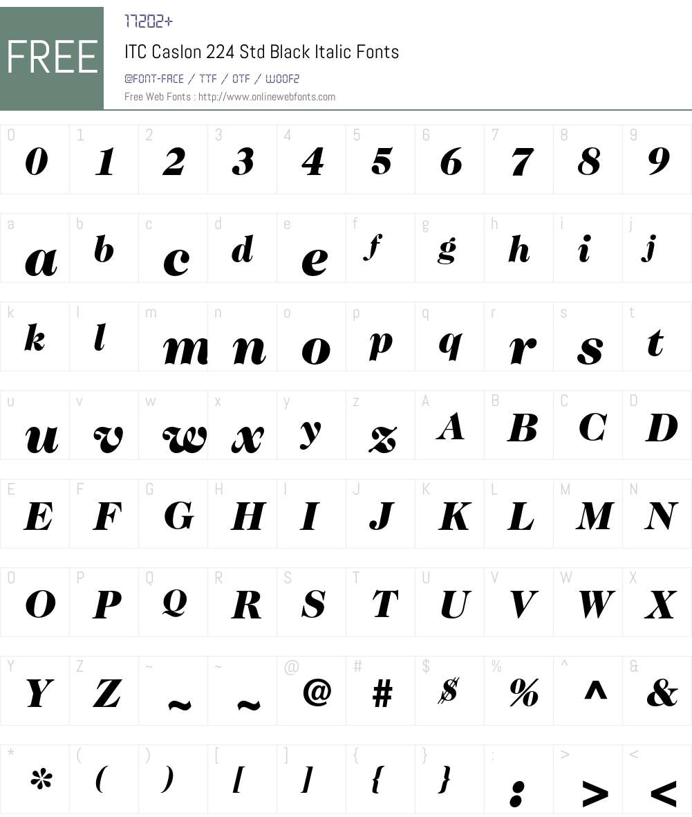 ITC Caslon 224 Std Font Screenshots