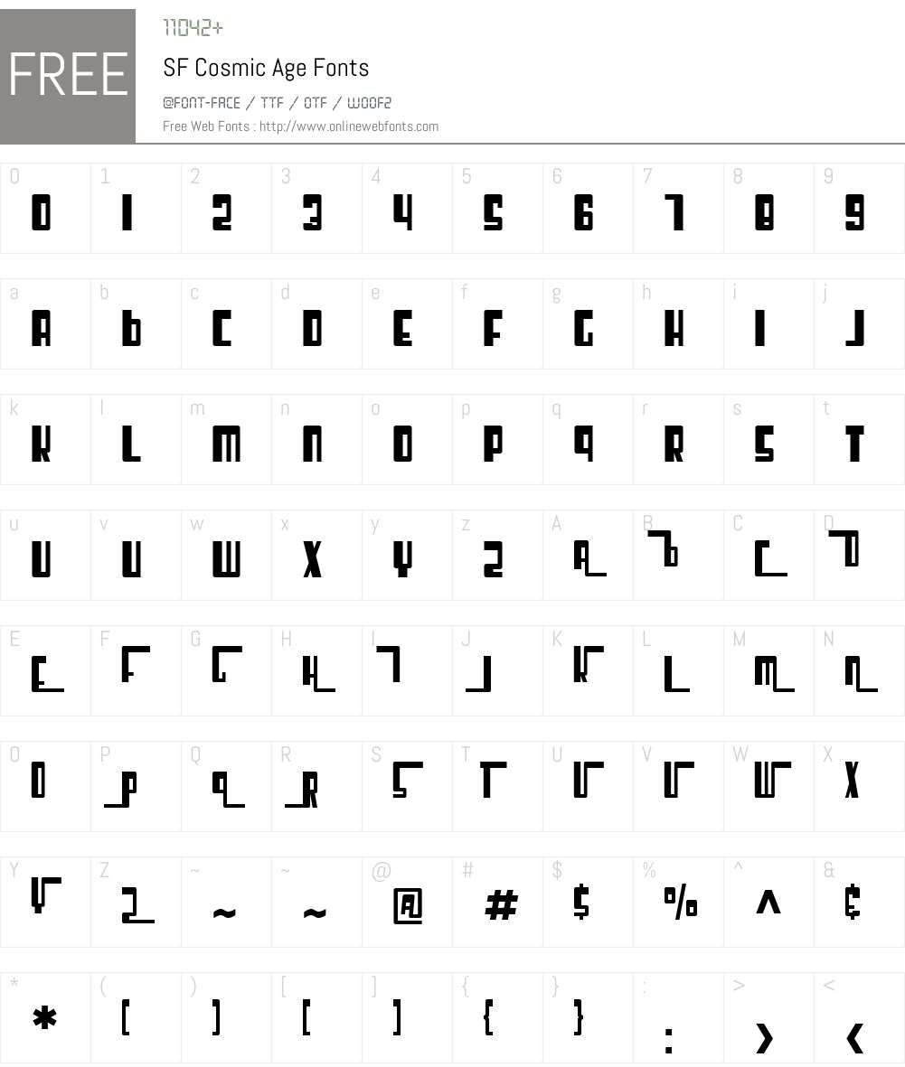 SF Cosmic Age Font Screenshots