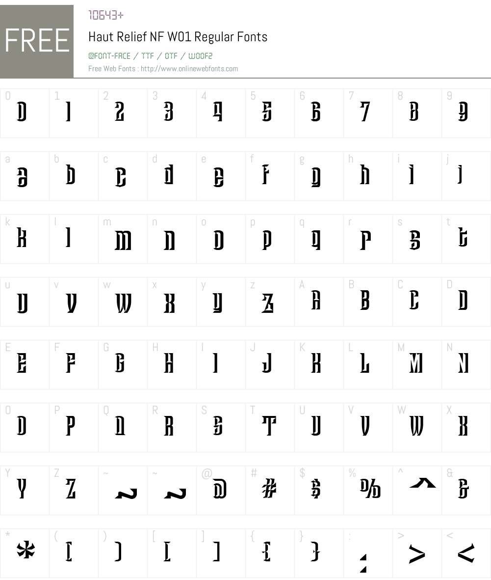 HautReliefNFW01-Regular Font Screenshots