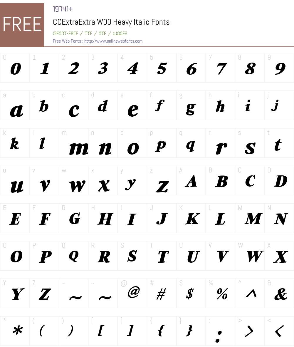CCExtraExtraW00-HeavyItalic Font Screenshots