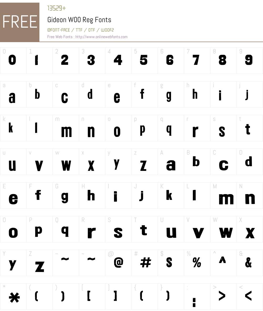 GideonW00-Reg Font Screenshots