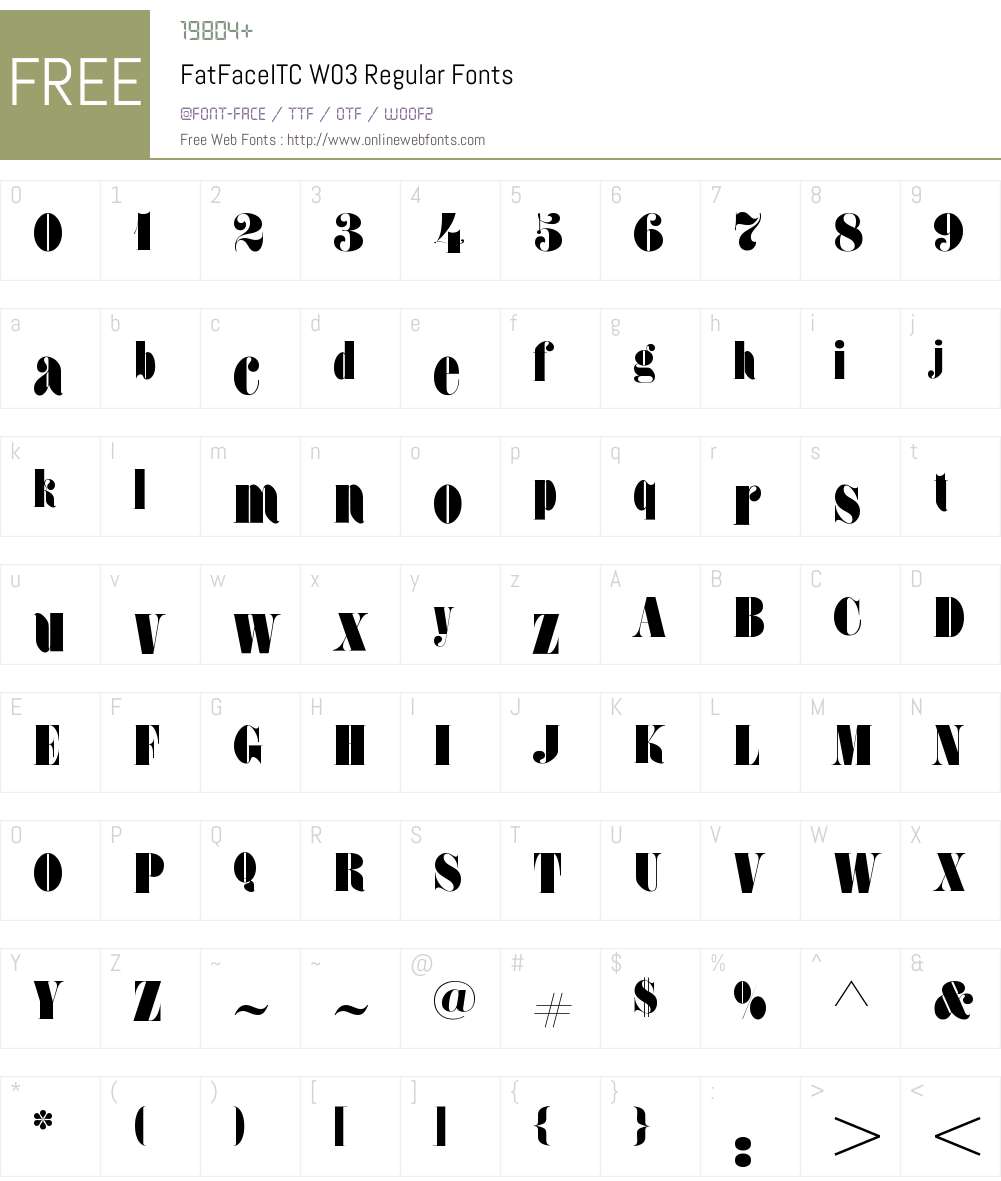 ITC Fat Face Font Screenshots