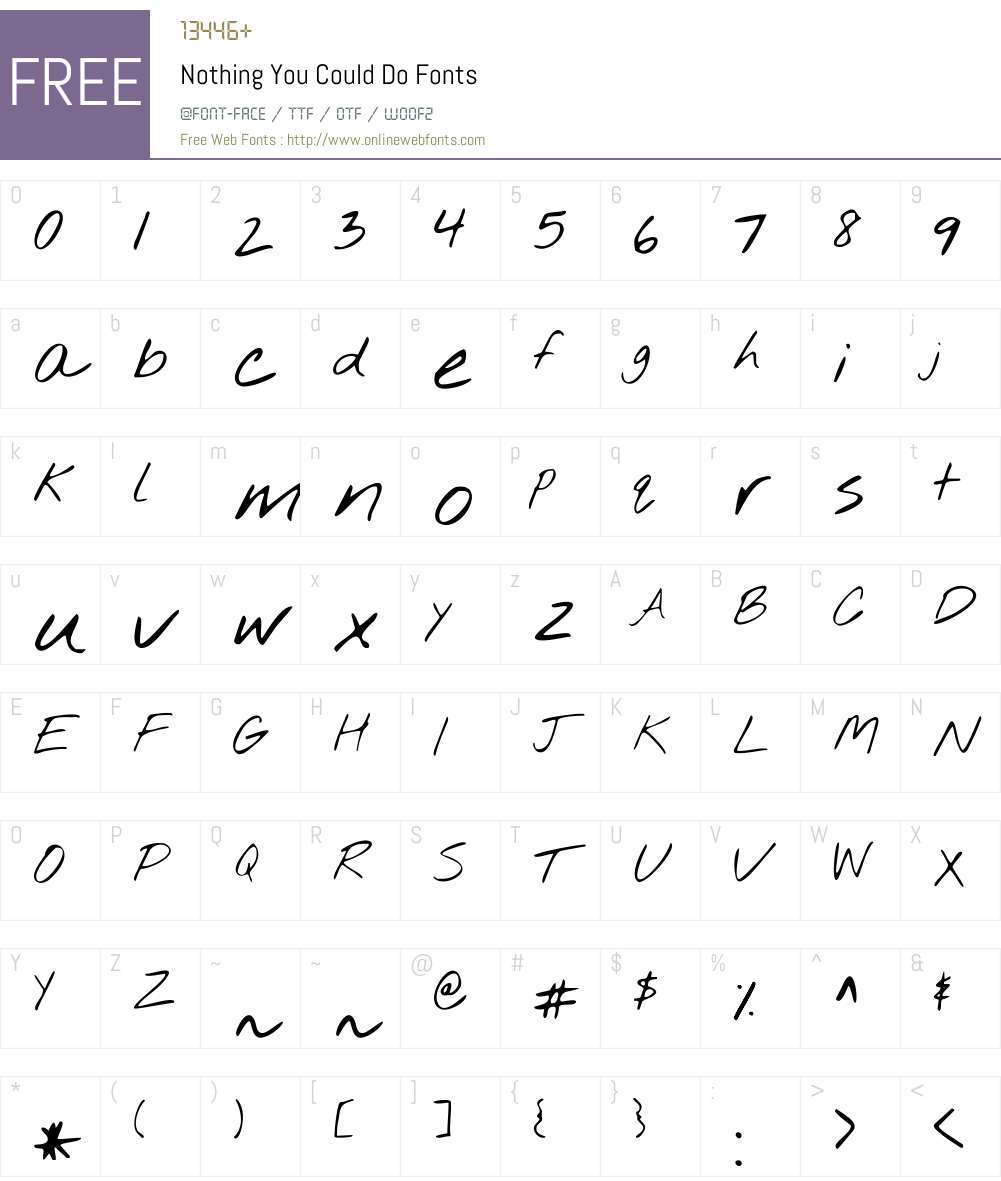 Nothing You Could Do Font Screenshots