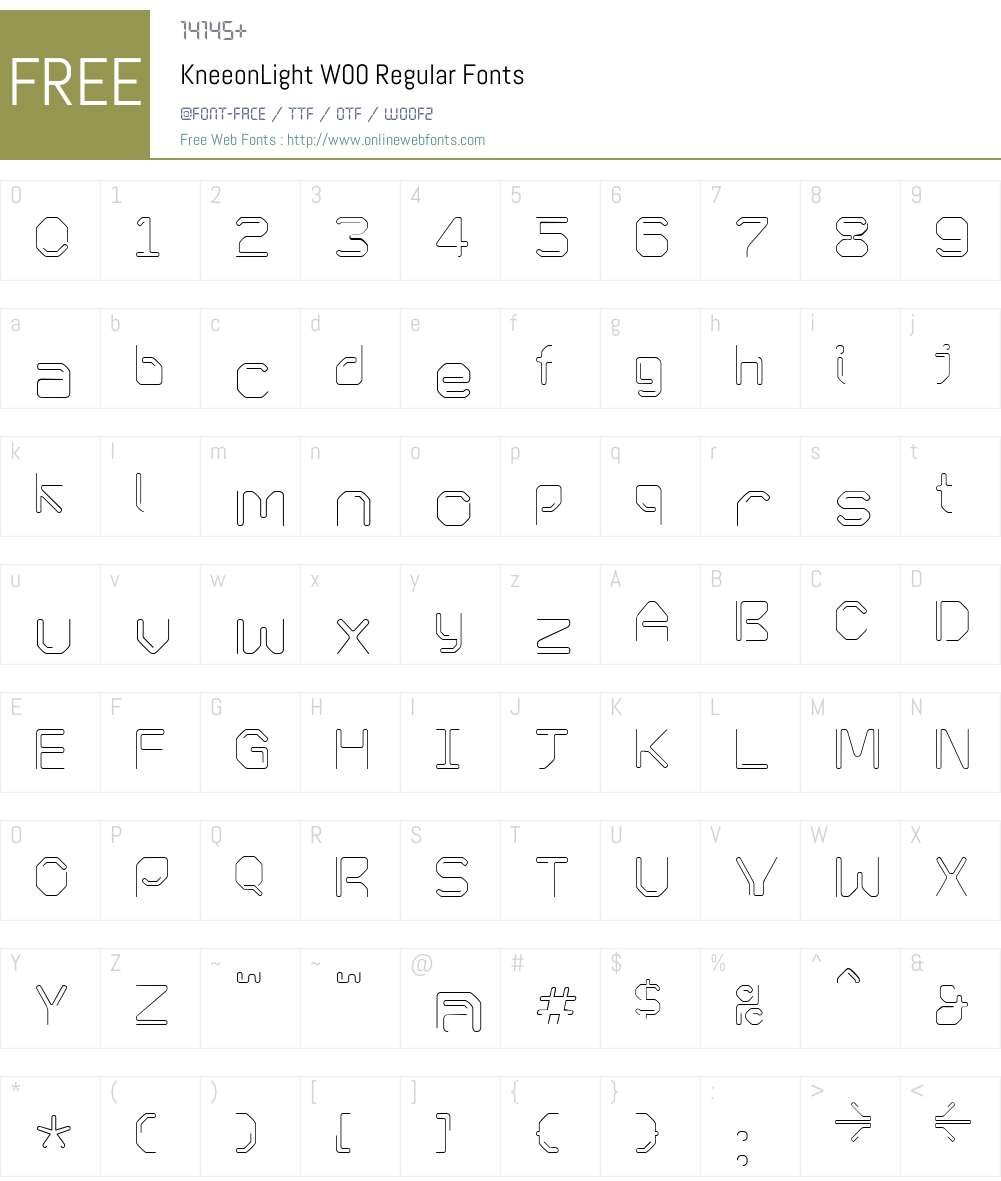 KneeonLight Font Screenshots
