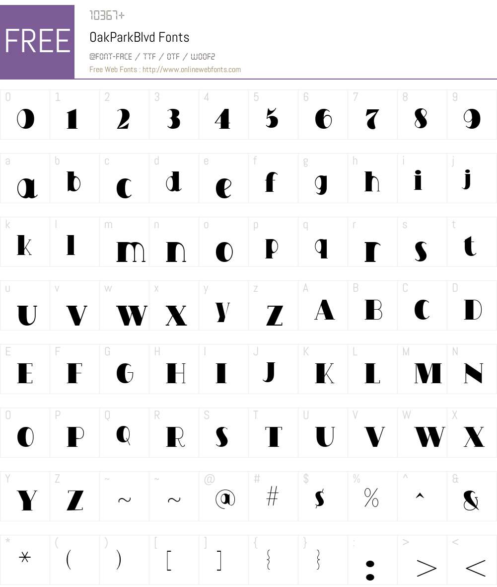 OakParkBlvd Font Screenshots