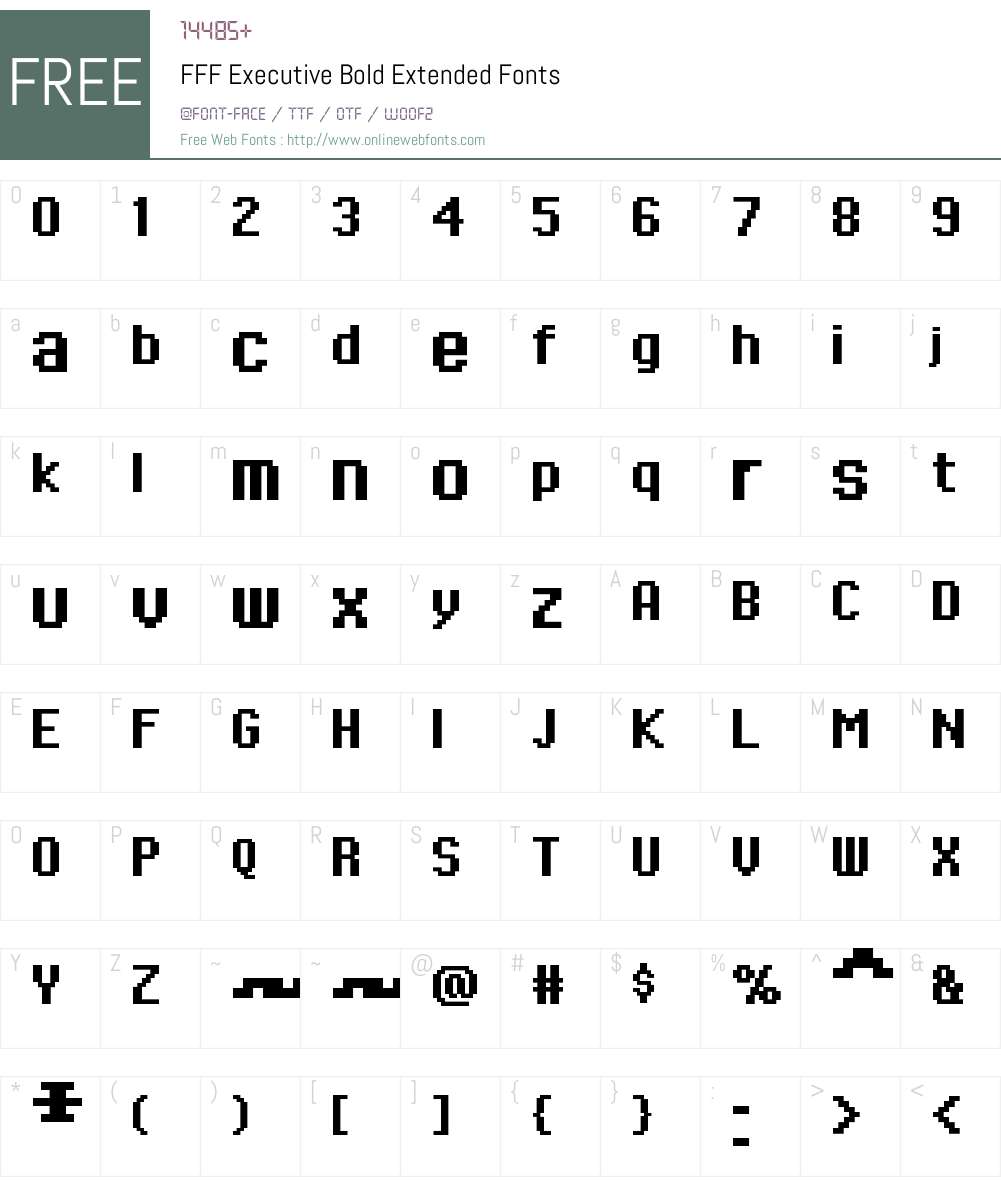 FFF Executive Bold Extended Font Screenshots