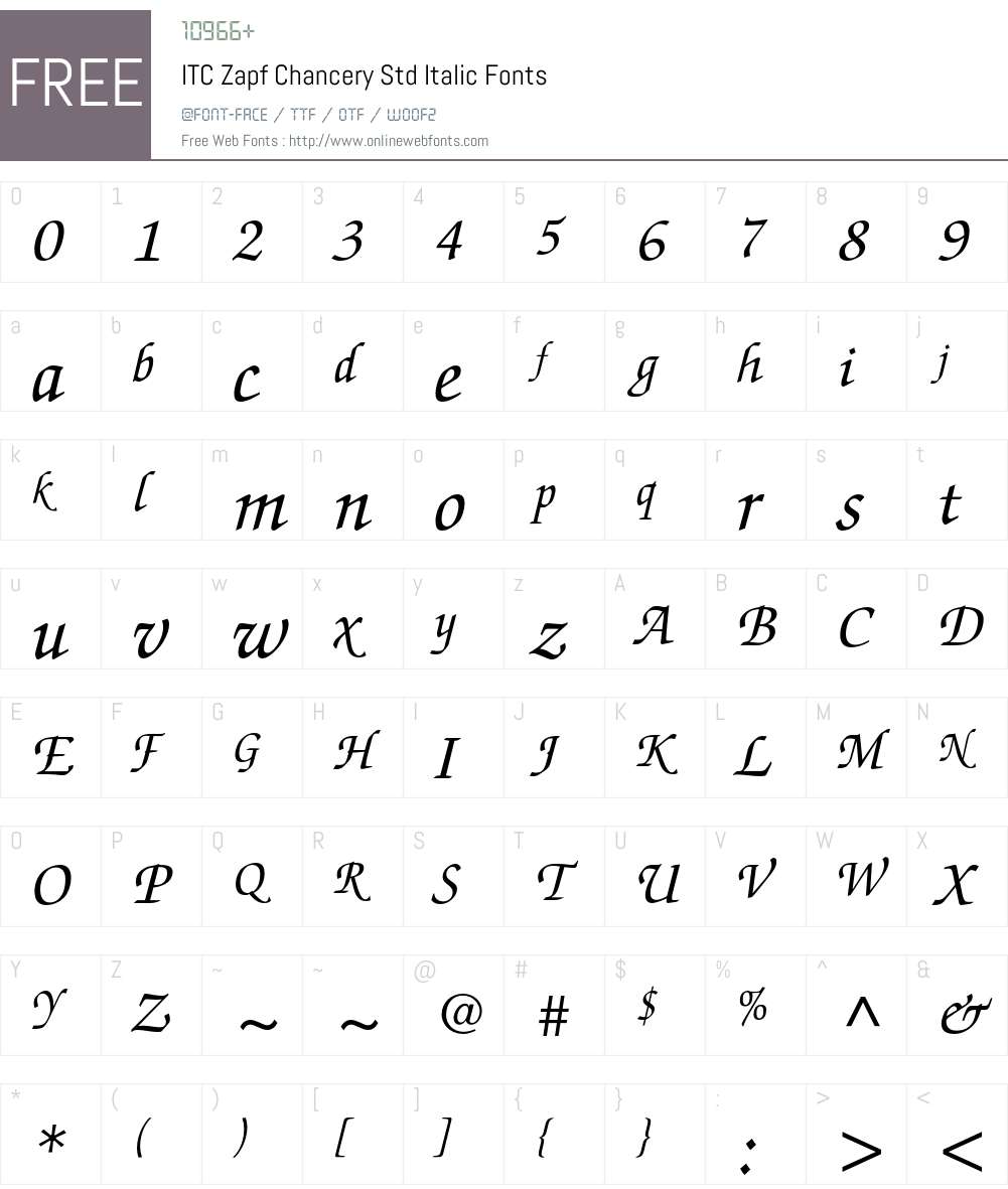 ITC Zapf Chancery Std Font Screenshots