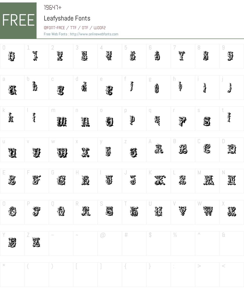 Leafyshade Font Screenshots