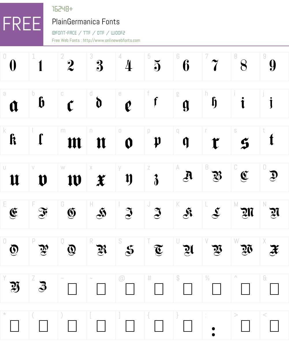 PlainGermanica Font Screenshots