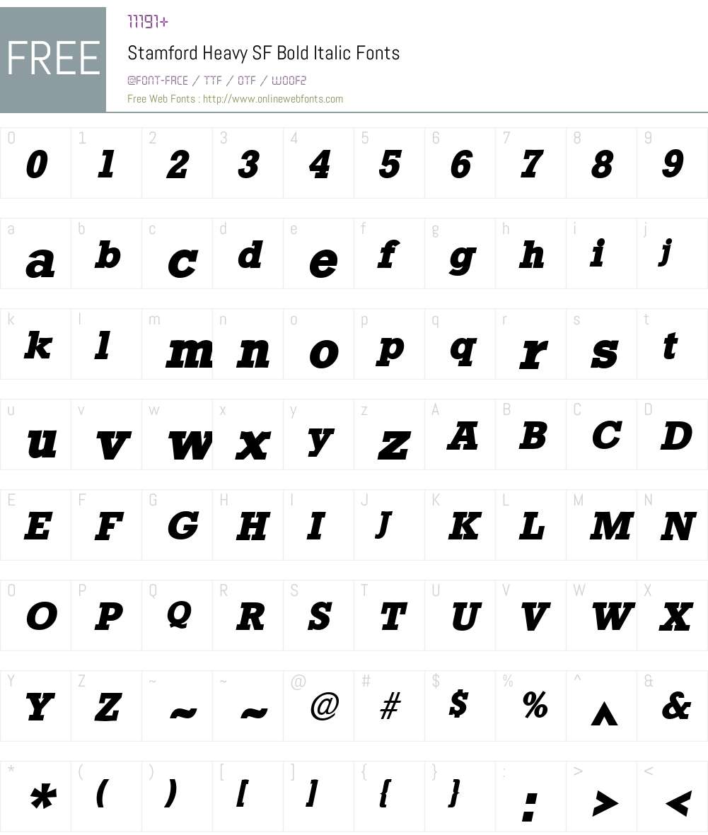 Stamford Heavy SF Font Screenshots