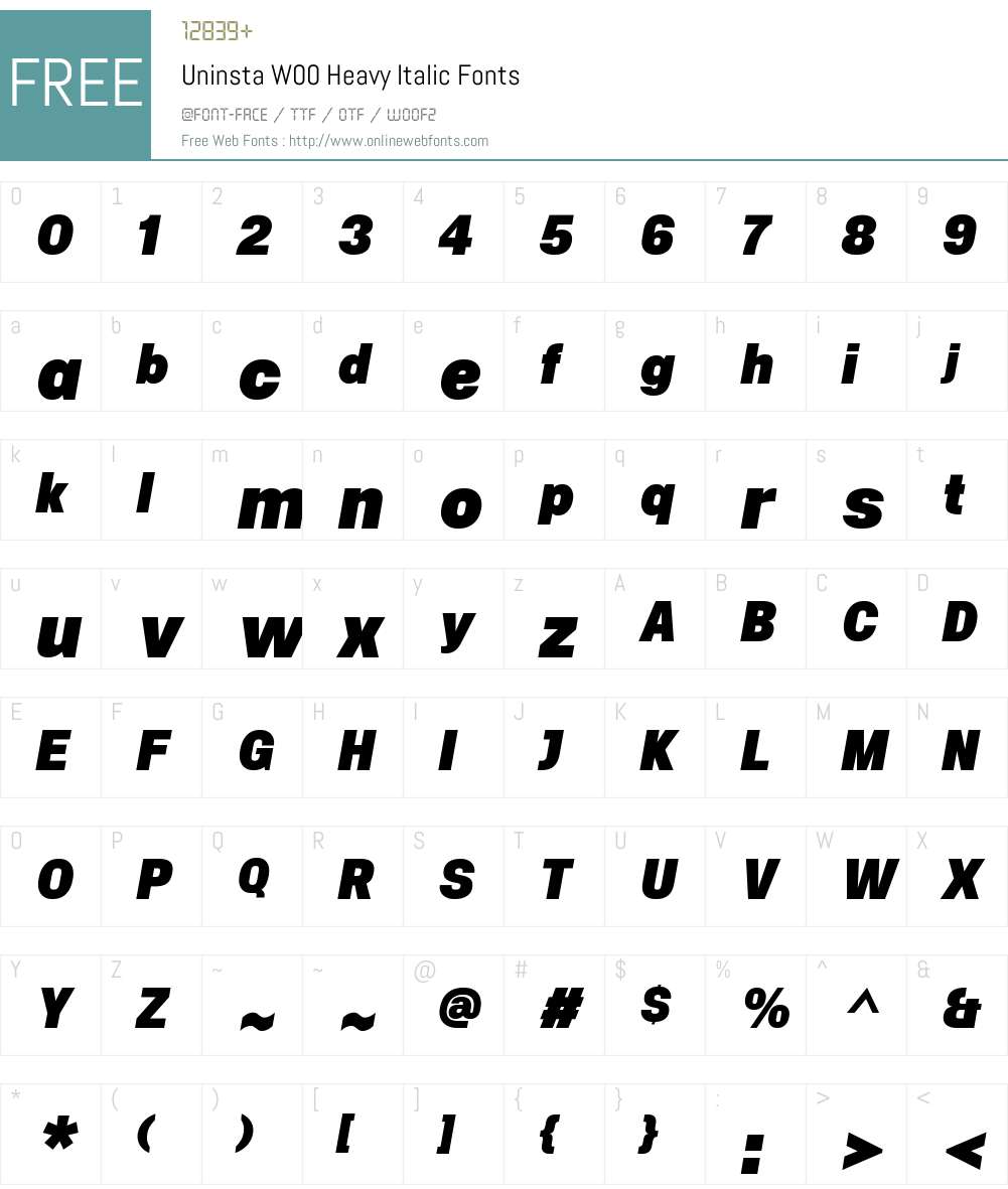 UninstaW00-HeavyItalic Font Screenshots