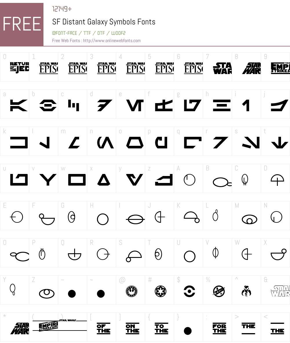 SF Distant Galaxy Symbols Font Screenshots