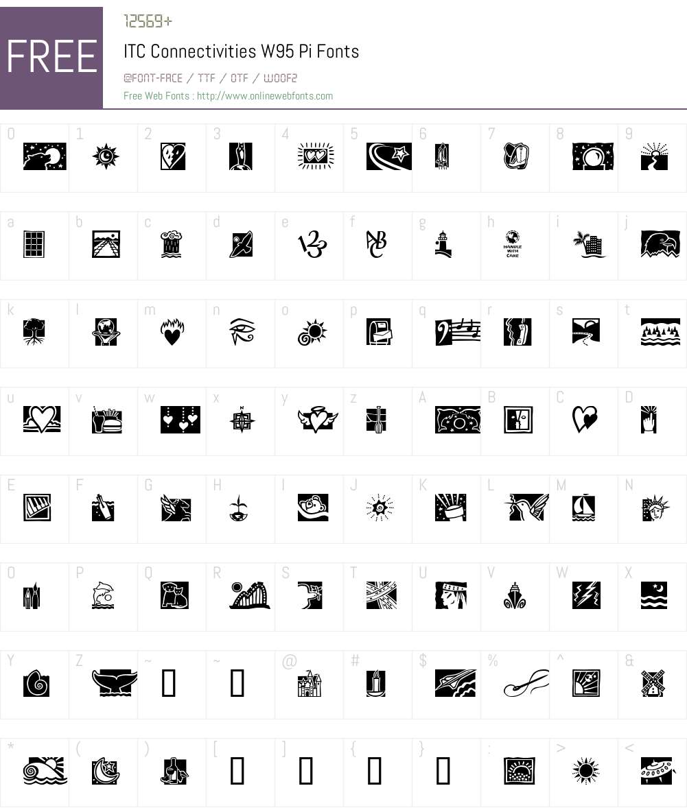 ITCConnectivitiesW95-Pi Font Screenshots