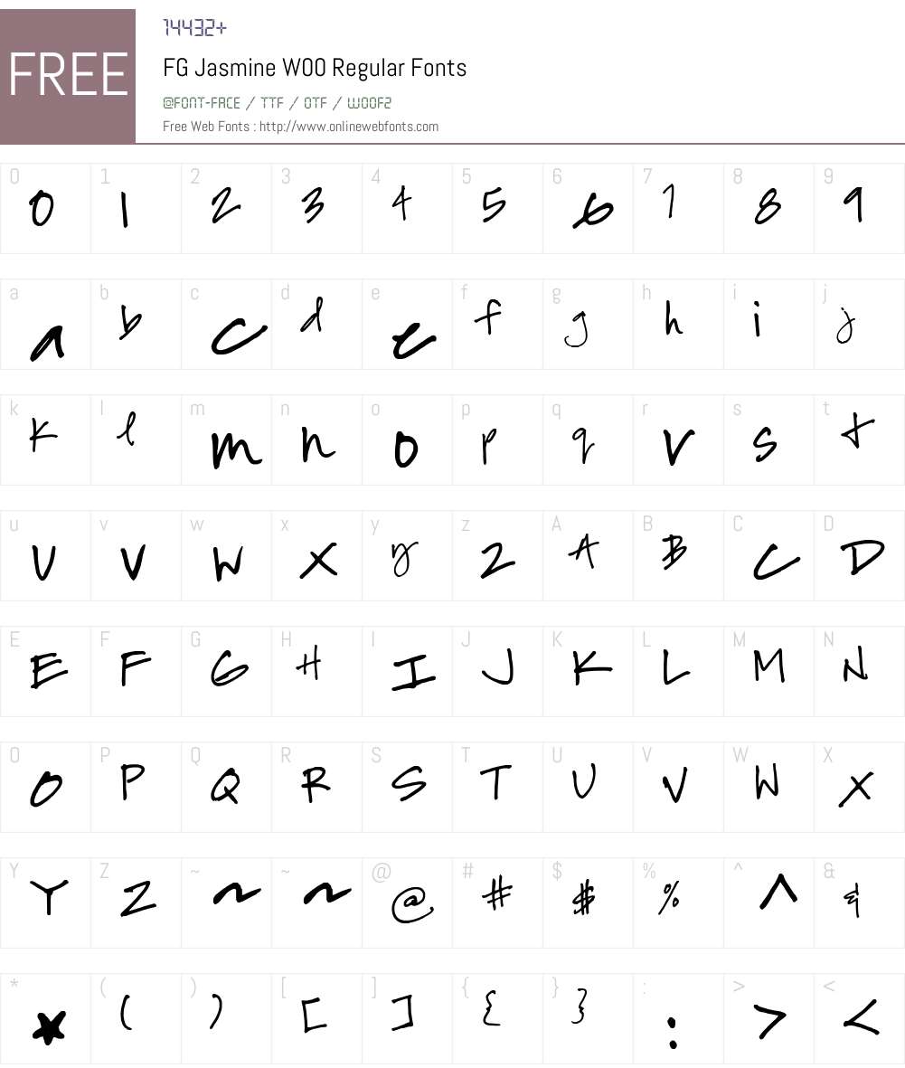 FGJasmineW00-Regular Font Screenshots