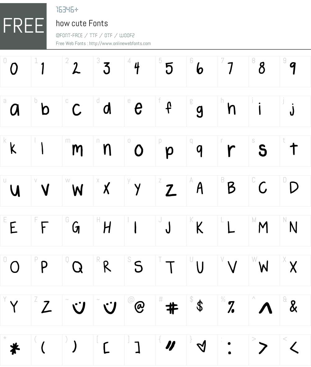 how cute Font Screenshots