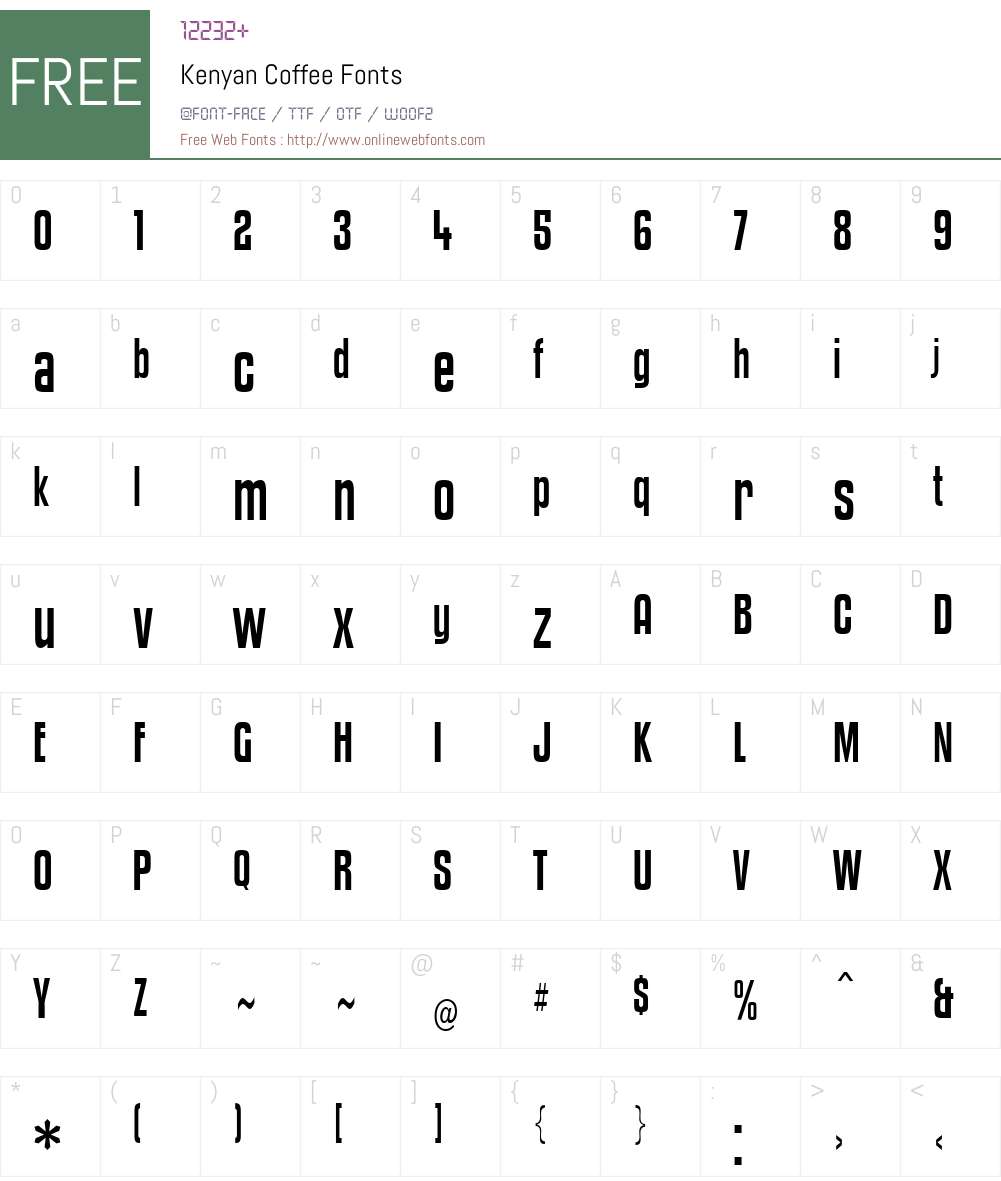 Kenyan Coffee Font Screenshots