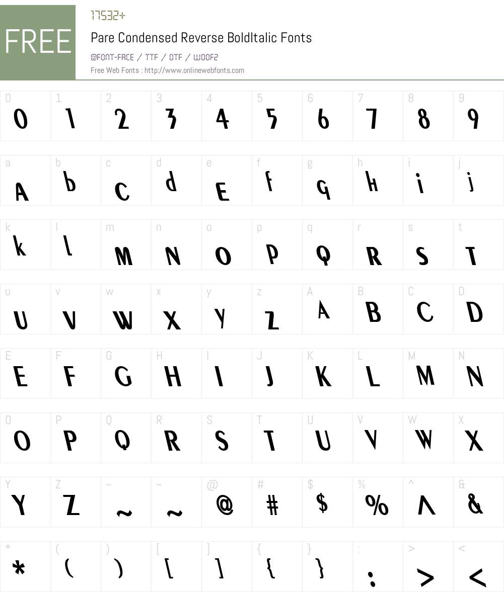 Pare Condensed Reverse Font Screenshots