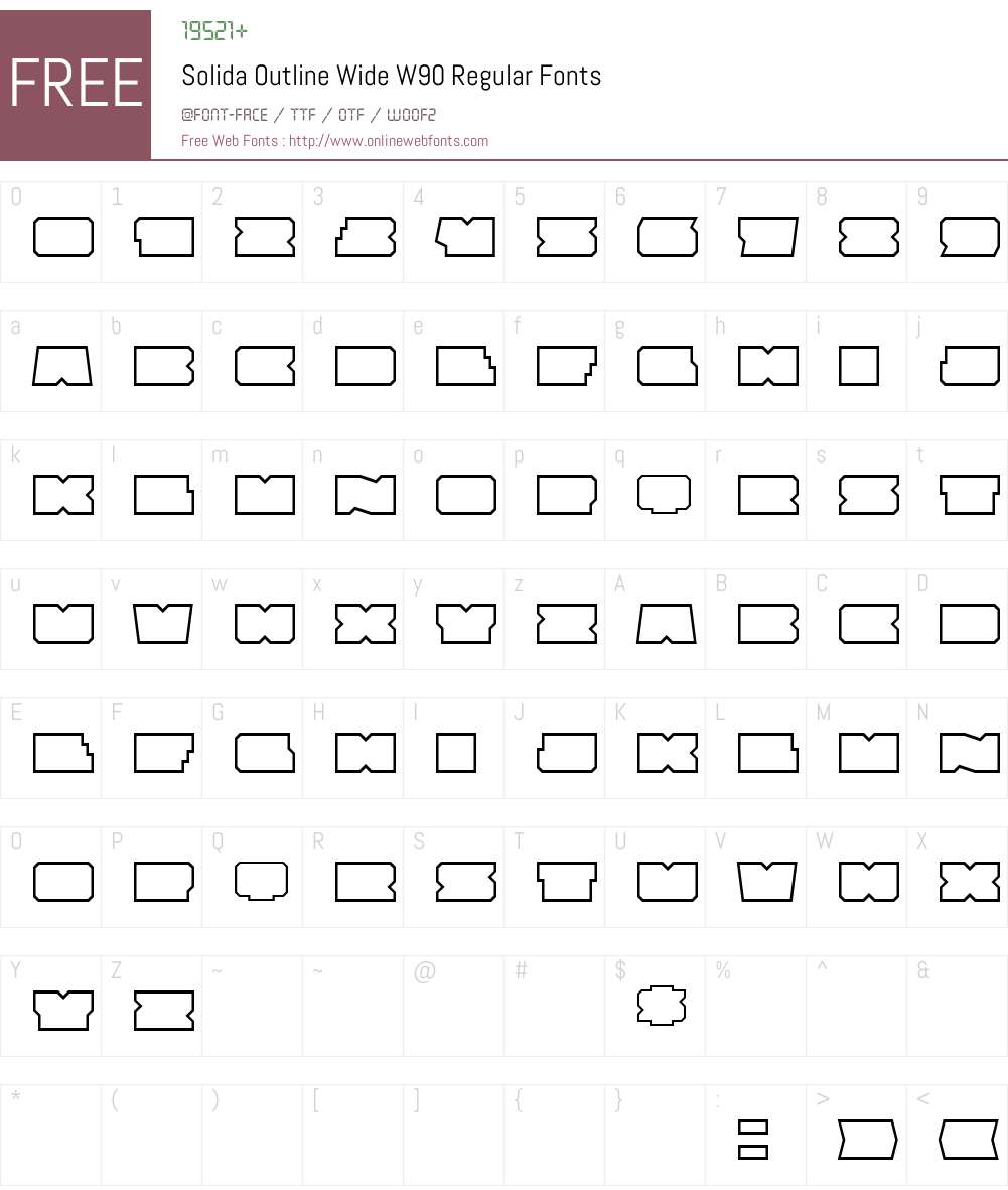 SolidaOutlineWideW90-Rg Font Screenshots