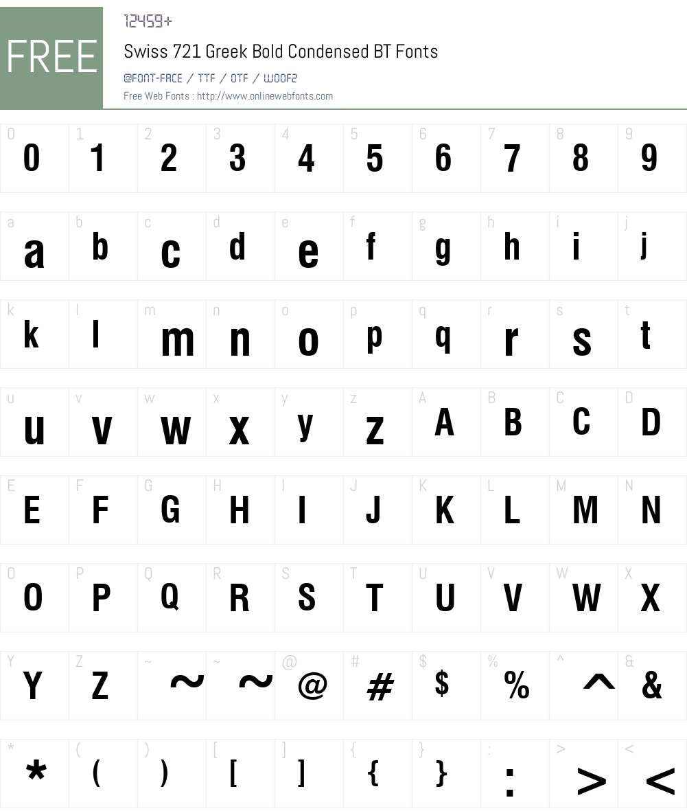 Swis721Greek Cn BT Font Screenshots