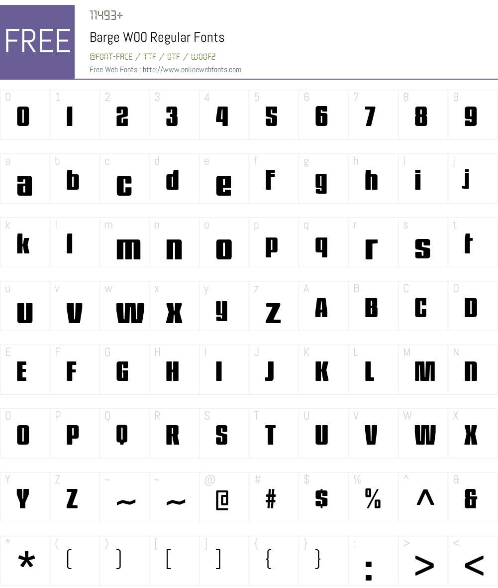 BargeW00-Regular Font Screenshots