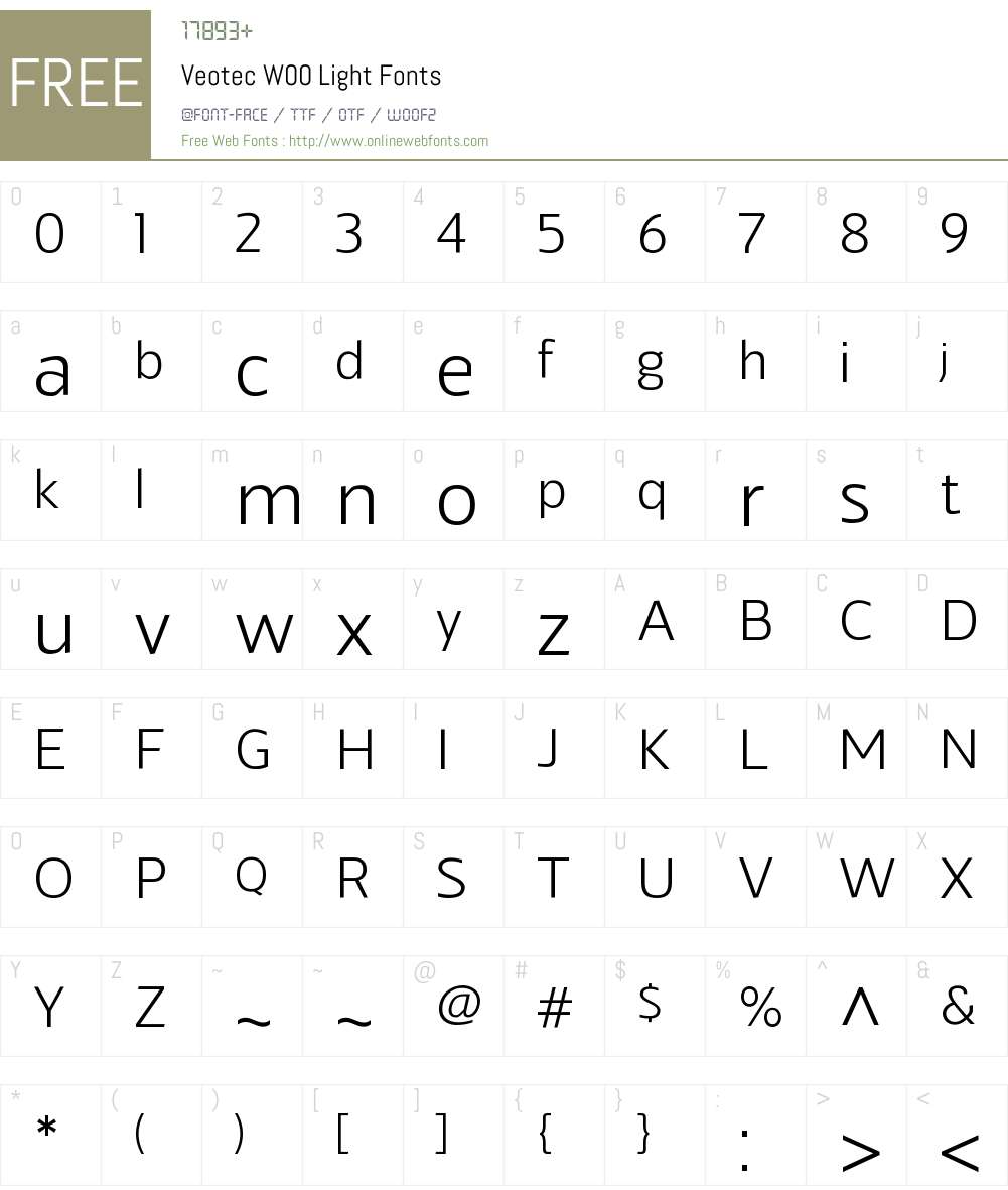 VeotecW00-Light Font Screenshots