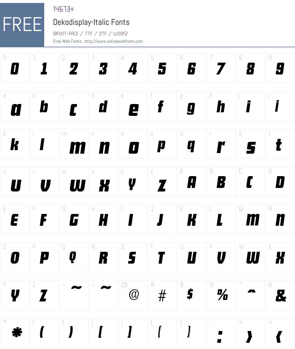 Dekodisplay-Italic Font Screenshots