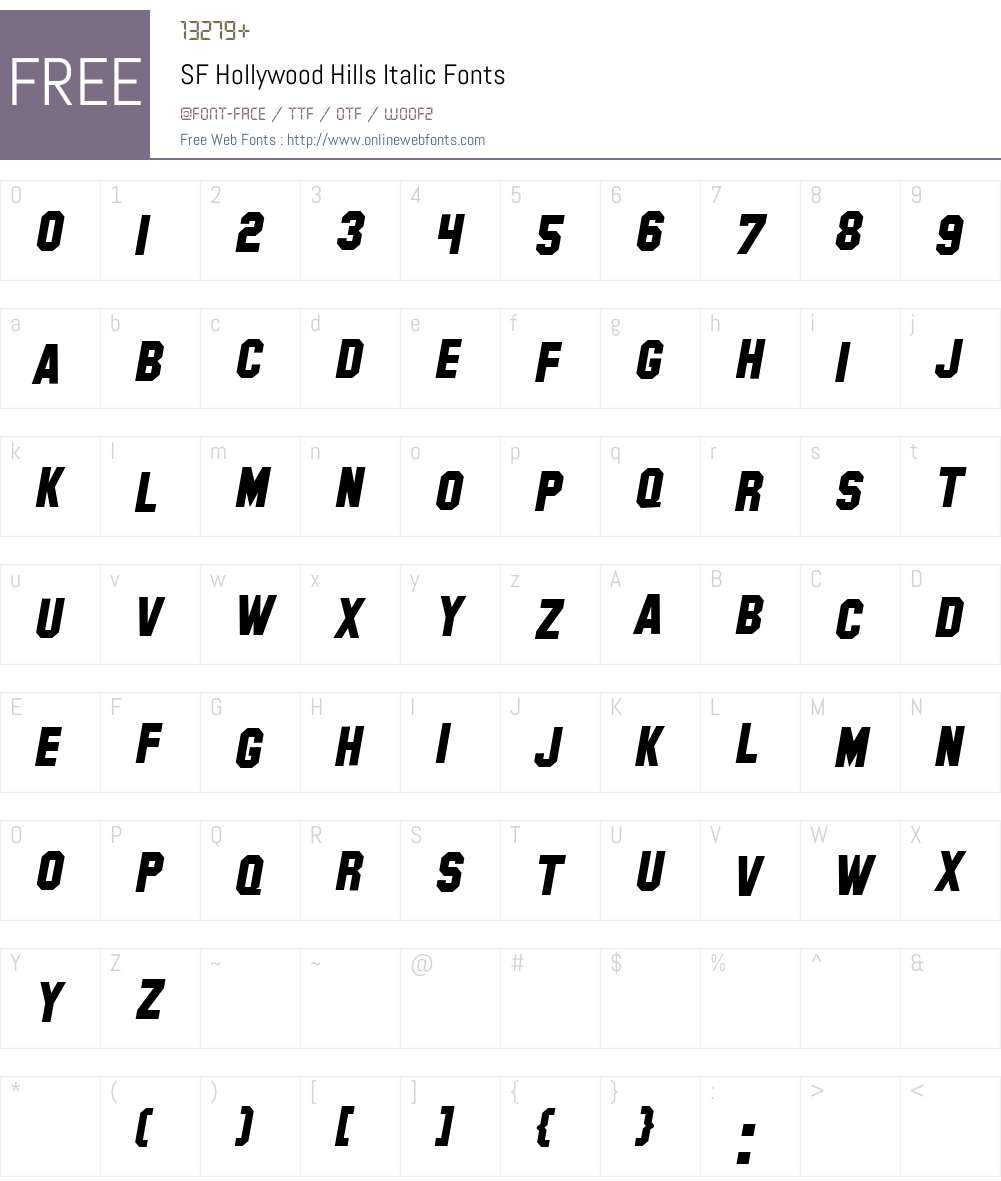 SF Hollywood Hills Font Screenshots