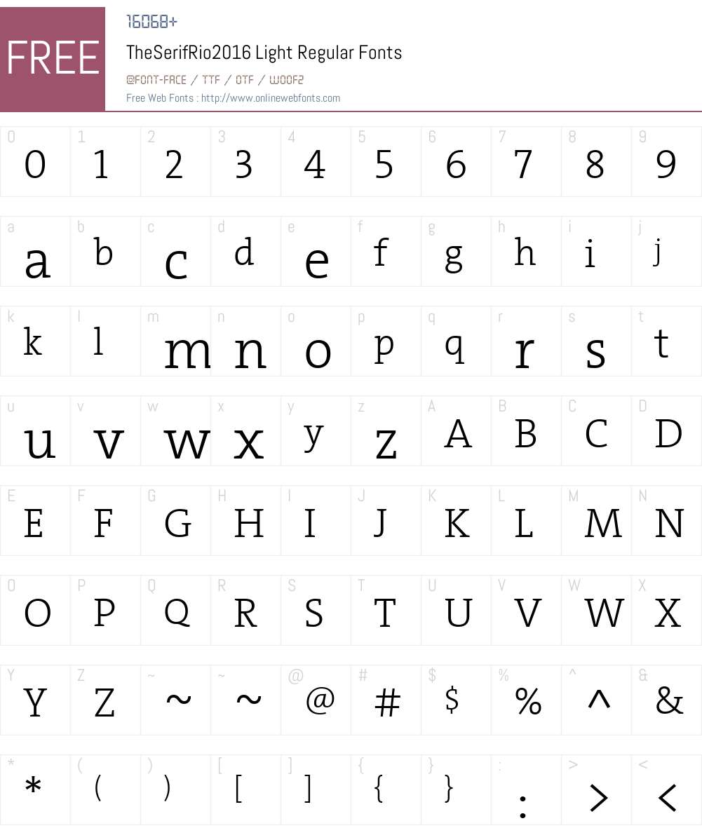 TheSerifRio2016 Light Font Screenshots