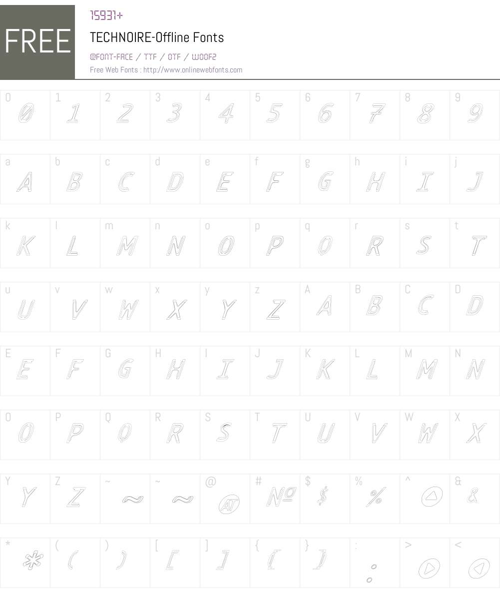 TECHNOIRE Font Screenshots