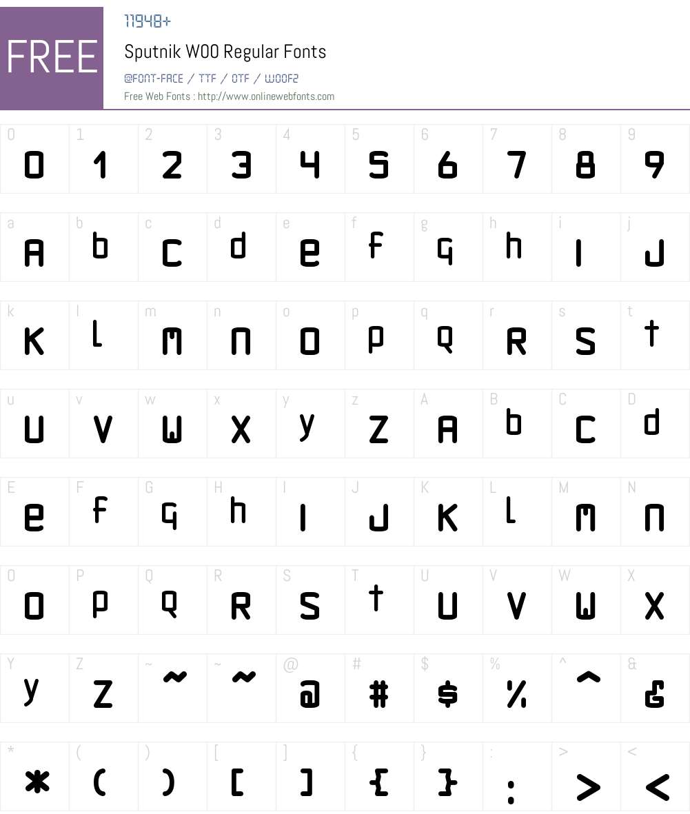 SputnikW00-Regular Font Screenshots